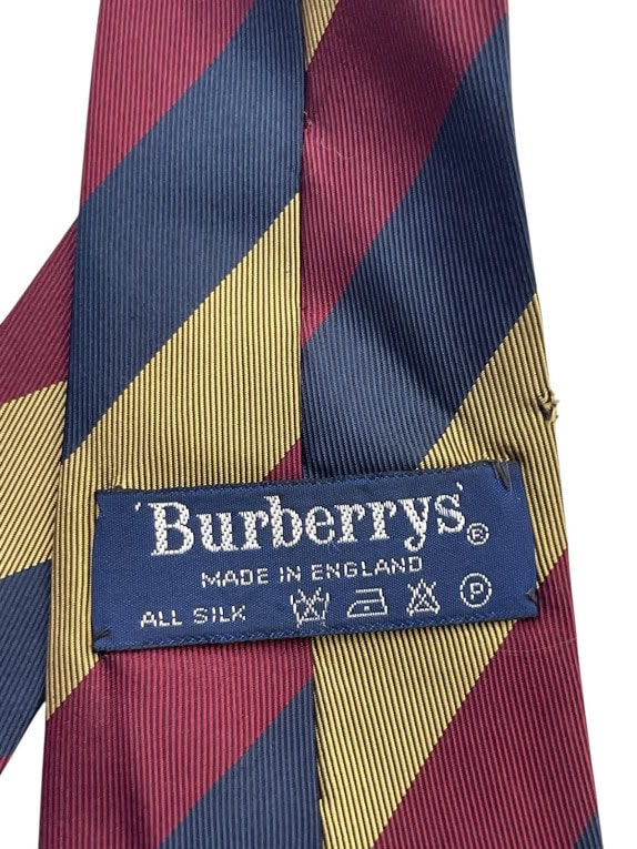 BURBERRYS ΓΡΑΒΑΤΑ VINTAGE ΡΙΓΕ NAVY ΜΠΟΡΝΤΟ ΧΡΥΣΟ ΑΝΤΡΙΚΟ PRE OWNED