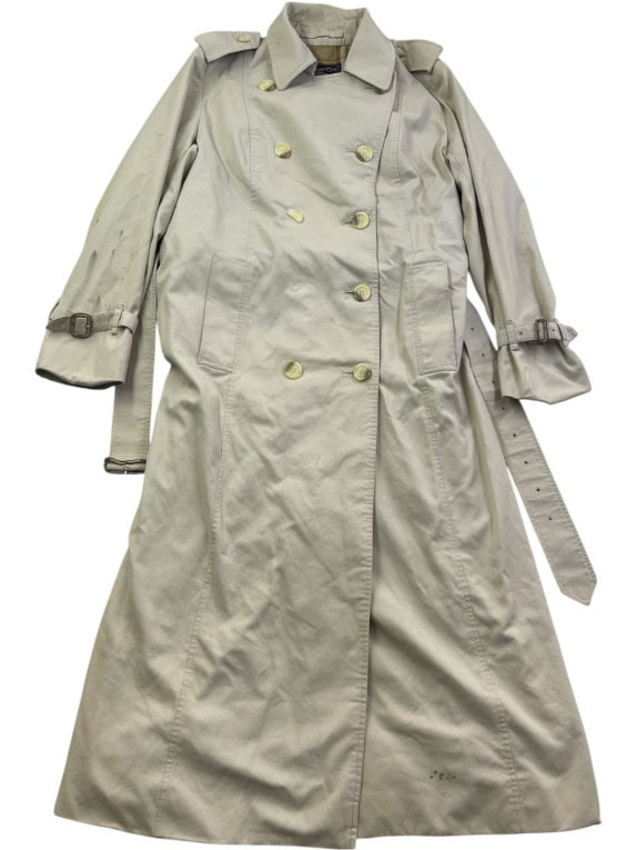 BURBERRYS TRENCH COAT VINTAGE BEIGE WOMENS PRE OWNED L