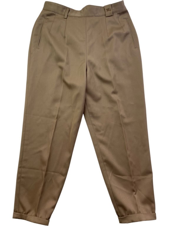 BURBERRYS OF LONDON PLEATED TROUSERS VINTAGE BEIGE MENS PRE OWNED XL