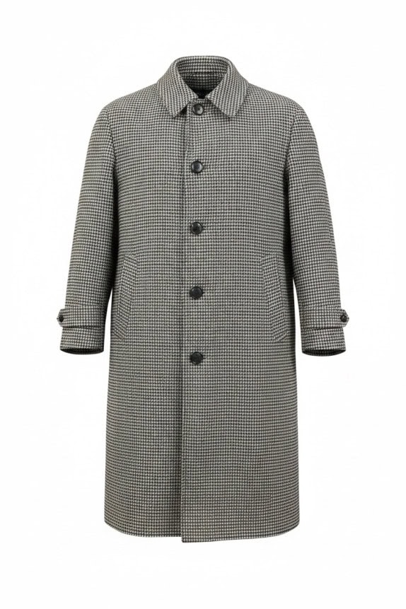 BURBERRYS ΠΑΛΤΟ VINTAGE HOUNDSTOOTH ΓΚΡΙ ΑΝΤΡΙΚΟ PRE OWNED L