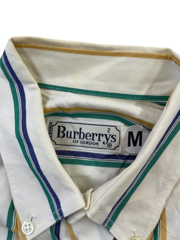 BURBERRYS CAMICIA VINTAGE A RIGHE OFF WHITE UOMO PRE OWNED M