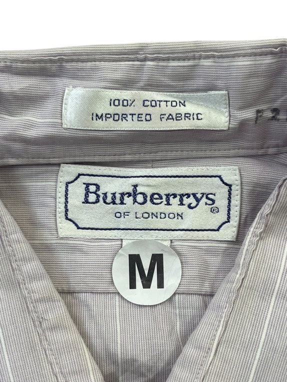 BURBERRYS CAMICIA A RIGHE VINTAGE LILLA UOMO PRE OWNED M