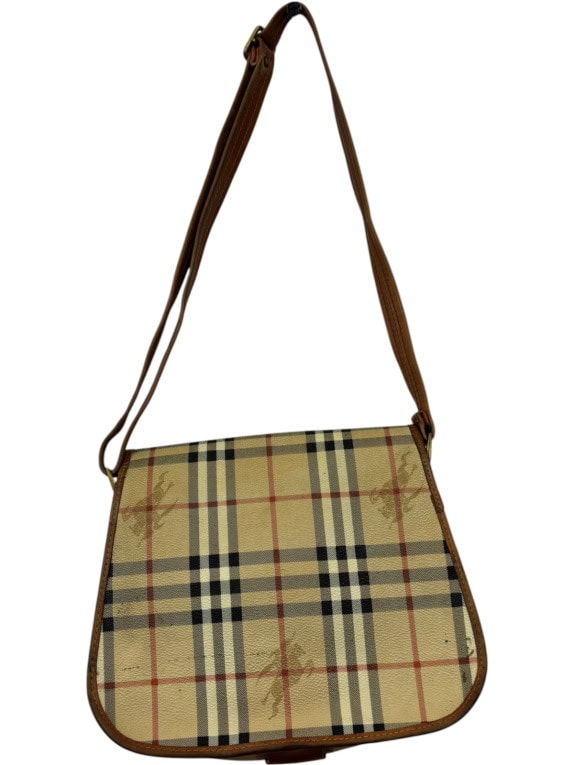 BURBERRYS ΤΣΑΝΤΑ ΩΜΟΥ VINTAGE CHECK ΜΠΕΖ ΚΑΦΕ ΓΥΝΑΙΚΕΙΟ PRE OWNED