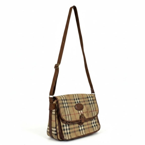 BURBERRYS BORSA A TRACOLLA VINTAGE CLASSIC BEIGE MARRONE DONNA PRE OWNED
