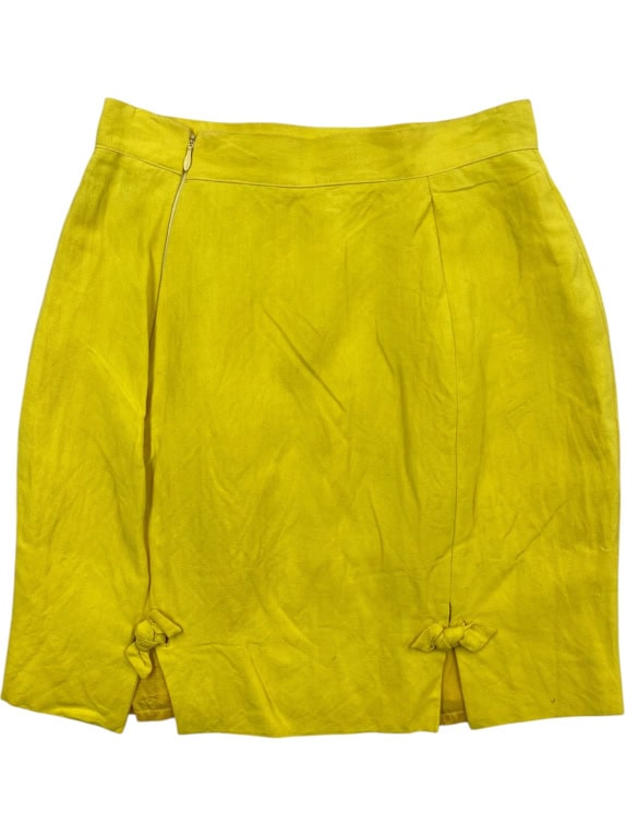 BYBLOS LINEN MINI SKIRT VINTAGE NO LOGO YELLOW WOMEN'S S