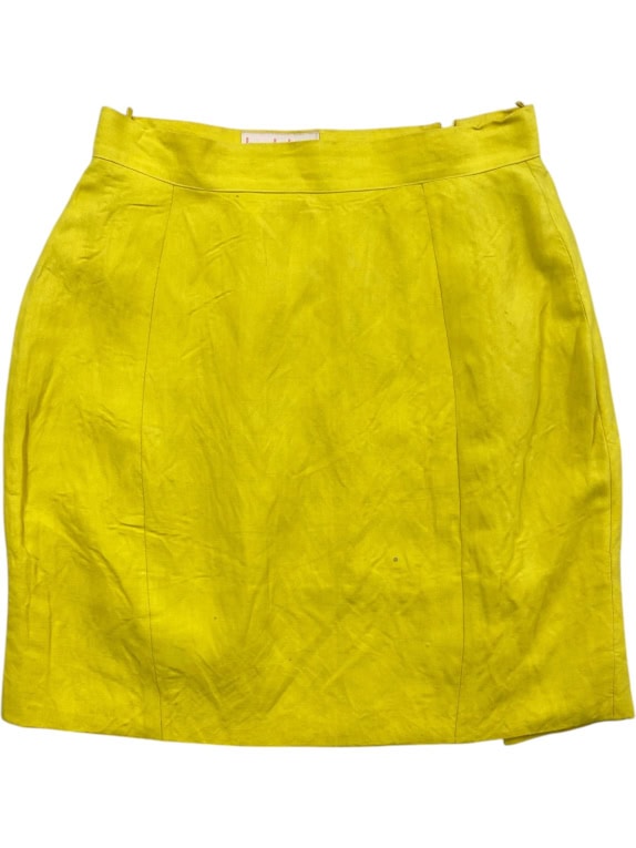 BYBLOS LINEN MINI SKIRT VINTAGE NO LOGO YELLOW WOMEN'S S