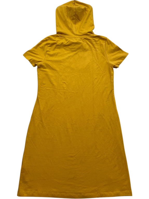 CALVIN KLEIN HOODED LOGO DRESS MUSTARD YELLOW WOMEN'S M