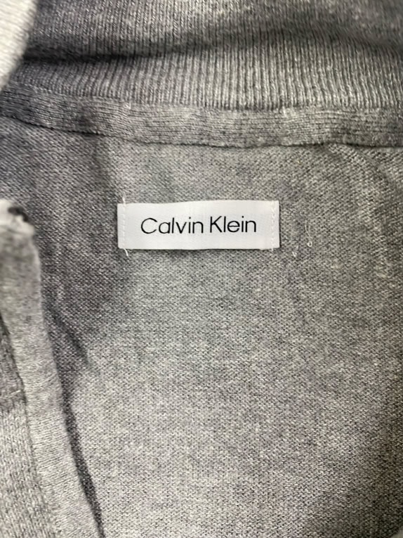Calvin Klein Γκρι Πλεκτή Μπλούζα με Μισό Φερμουάρ Ανδρική XXXL