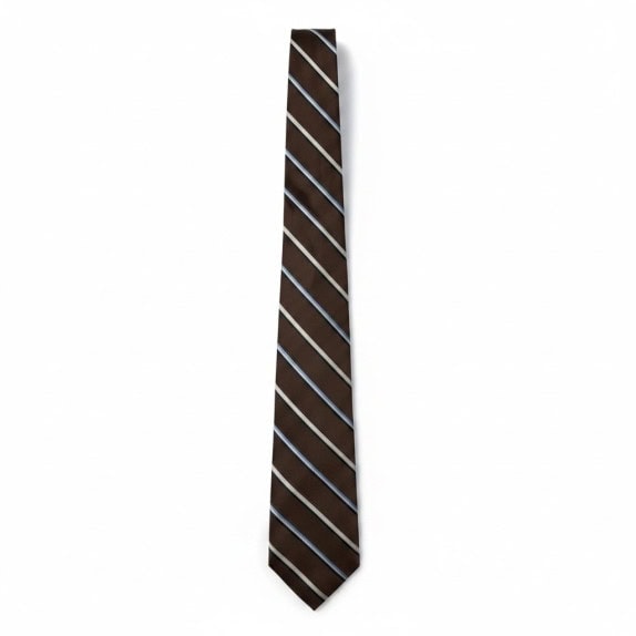 CALVIN KLEIN TIE CLASSIC STRIPED BROWN MENS PRE OWNED