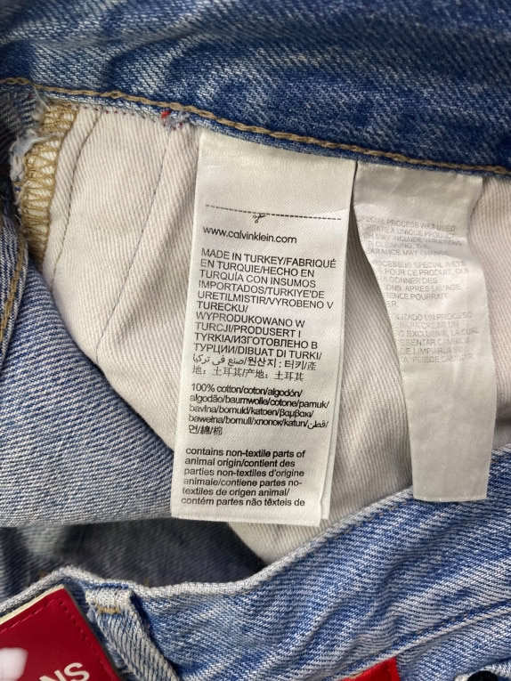 Calvin Klein Jeans Pantaloni Jean Vintage Logo Tape Blu da Donna M