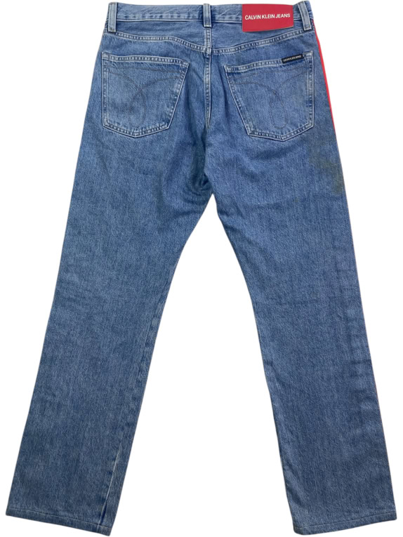 Calvin Klein Jeans Pantaloni Jean Vintage Logo Tape Blu da Donna M