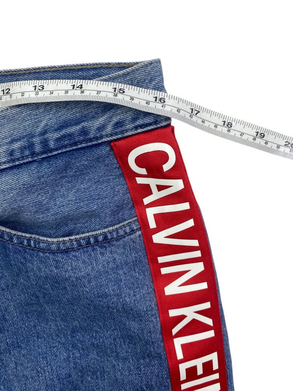 Calvin Klein Jeans Pantaloni Jean Vintage Logo Tape Blu da Donna M