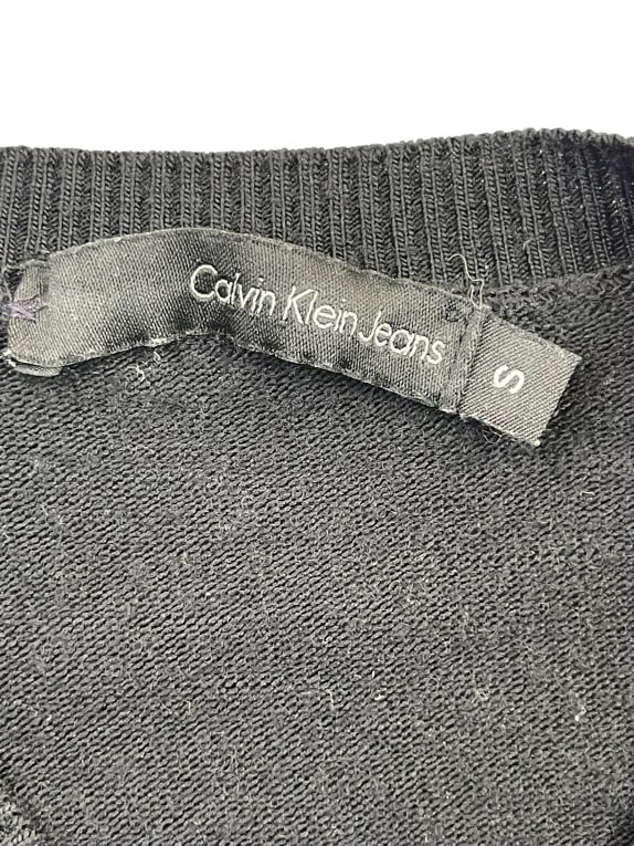 Calvin Klein Jeans Πλεκτή Μπλούζα V-Neck Μαύρη Unisex S