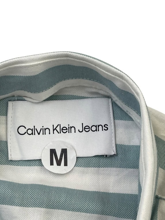 CALVIN KLEIN JEANS ΠΟΥΚΑΜΙΣΟ ΡΙΓΕ ΠΡΑΣΙΝΟΓΑΛΑΖΟ ΛΕΥΚΟ ΑΝΤΡΙΚΟ PRE OWNED M