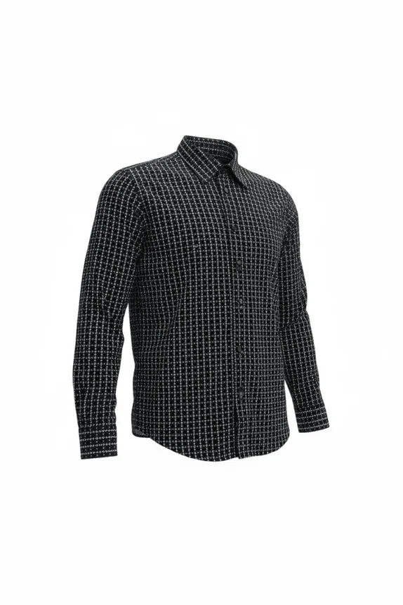 CALVIN KLEIN JEANS ΠΟΥΚΑΜΙΣΟ VINTAGE ΜΕ ΓΕΩΜΕΤΡΙΚΟ ΜΟΤΙΒΟ ΜΑΥΡΟ ΑΝΔΡΙΚΟ L