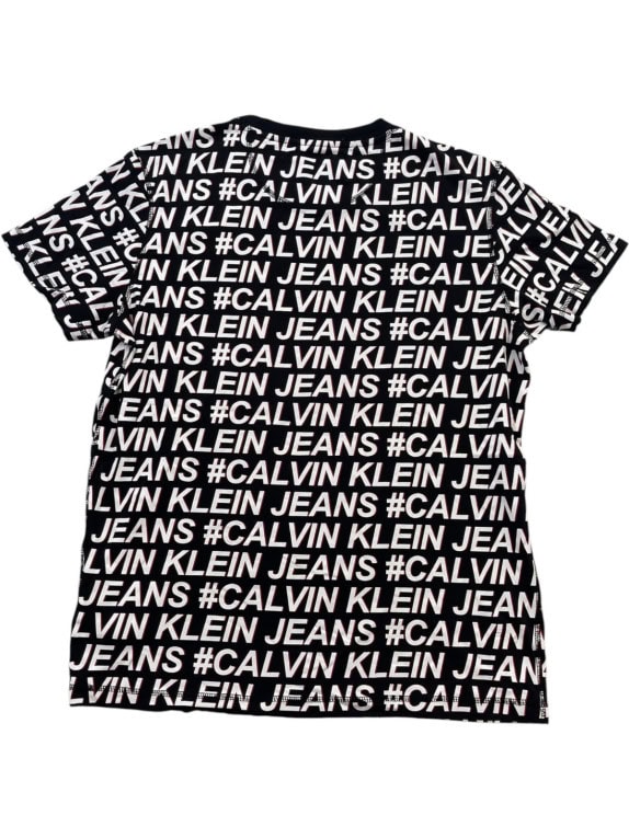 CALVIN KLEIN JEANS T SHIRT SPELL OUT ΜΑΥΡΟ ΑΝΤΡΙΚΟ PRE OWNED XL