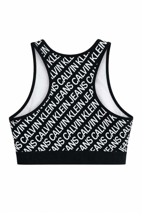 CALVIN KLEIN JEANS TOP LOGO PRINT NERO DONNA PRE OWNED XS