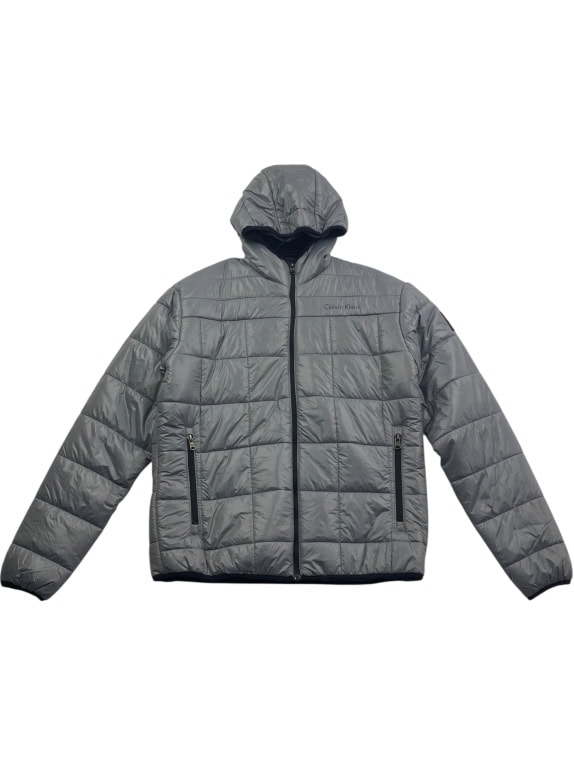 Calvin Klein Μπουφάν Puffer Hooded Logo Γκρι Ανδρικό