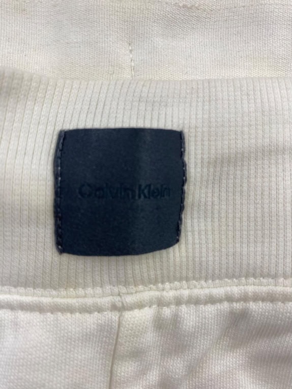 CALVIN KLEIN Pantaloni jogger della tuta con logo ricamato off-white da uomo XL