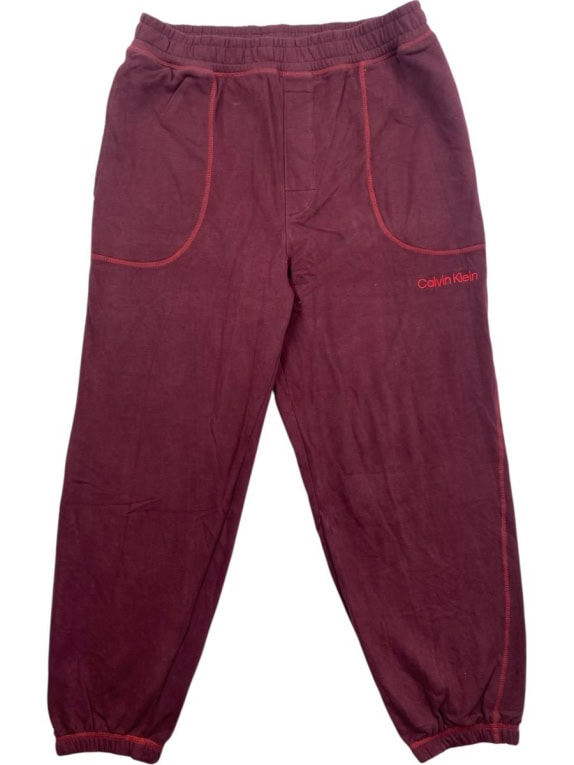 CALVIN KLEIN SLEEPWEAR JOGGERS VINTAGE LOGO BURGUNDY MEN'S L