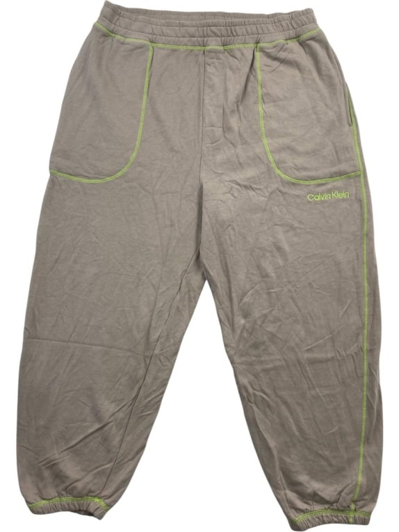 CALVIN KLEIN Παντελόνι Jogger Neon Stitching Logo Μπεζ Ανδρικό L