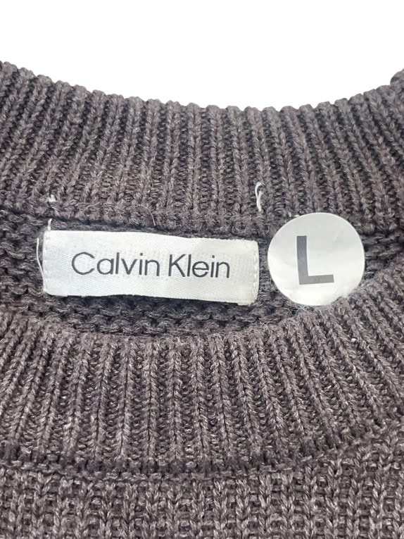 CALVIN KLEIN MAGLIONE IN MAGLIA MINIMAL GRIGIO ANTRACITE UOMO PRE OWNED L