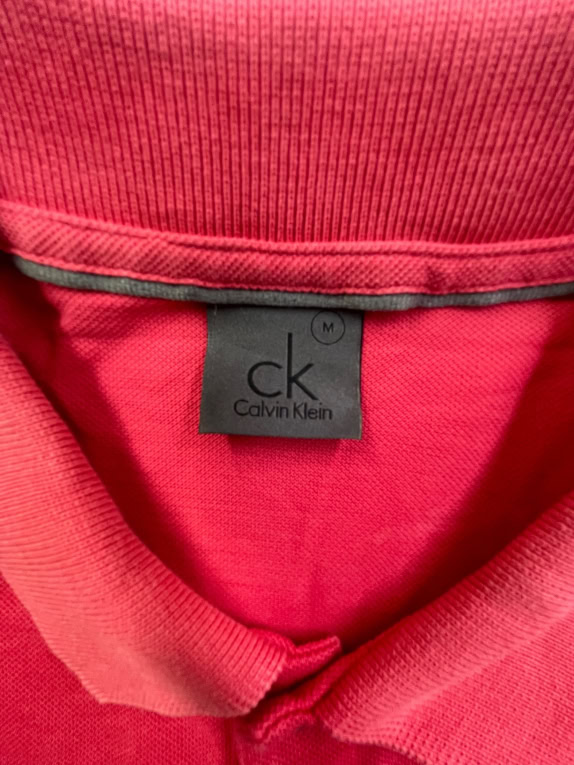 Calvin Klein Polo T-Shirt Κόκκινο Minimal Logo UNISEX M