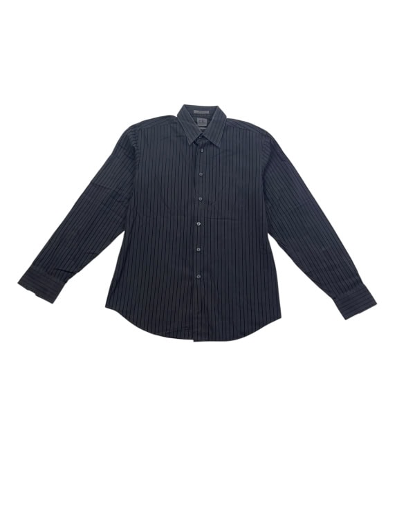 CALVIN KLEIN SHIRT SLIM FIT STRIPED BLACK MEN'S L