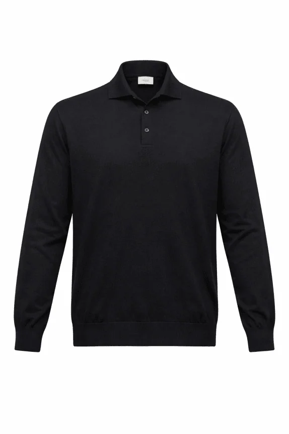 CAMEL ACTIVE Polo lavorato a maglia casual nero da uomo XL