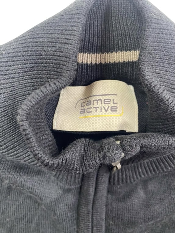 CAMEL ACTIVE Cardigan lavorato a maglia minimal nero da uomo XXL