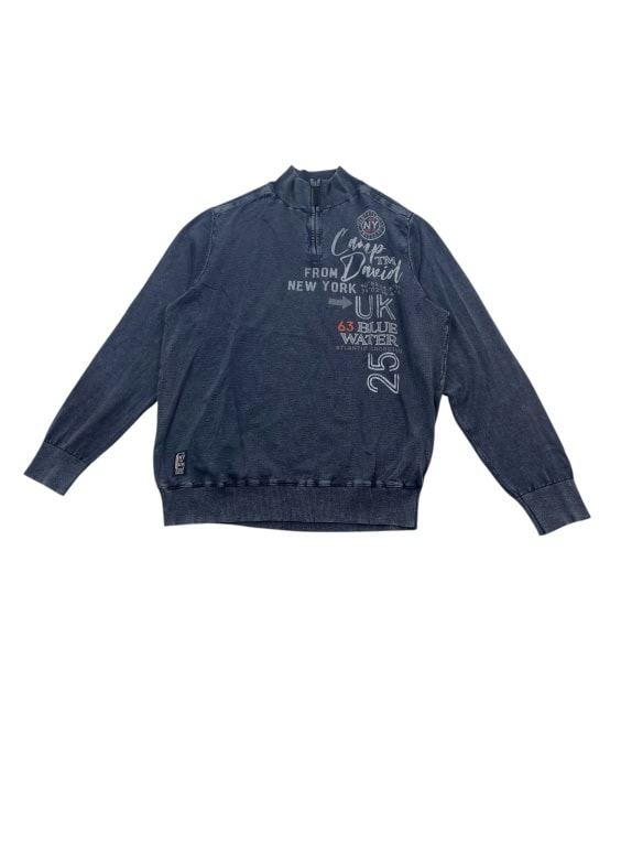 Camp David Maglia da uomo blu half-zip con stampa taglia 3XL
