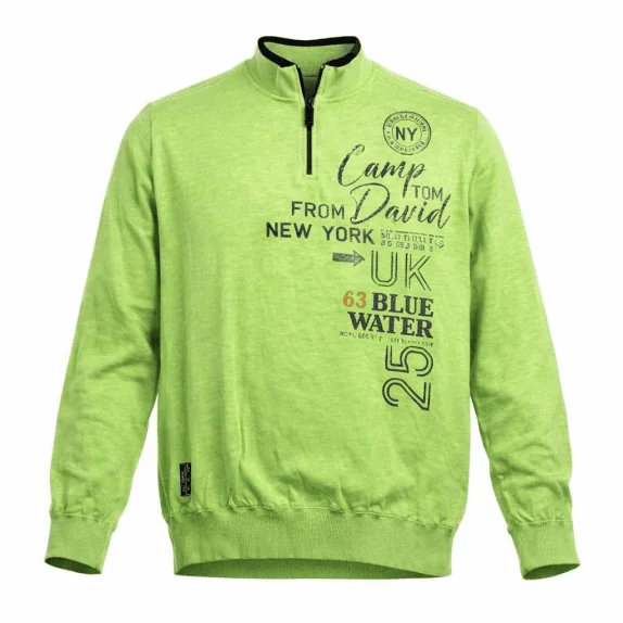 Camp David Men’s Lime Green Half Zip Sweatshirt with Print Size 3XL