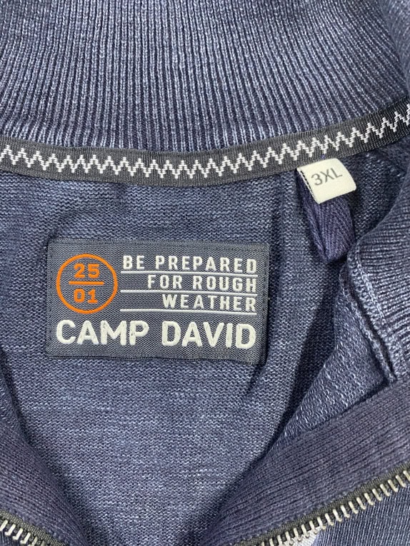 Camp David Φούτερ Half-Zip Casual Logo Μπλε Ανδρικό 3XL