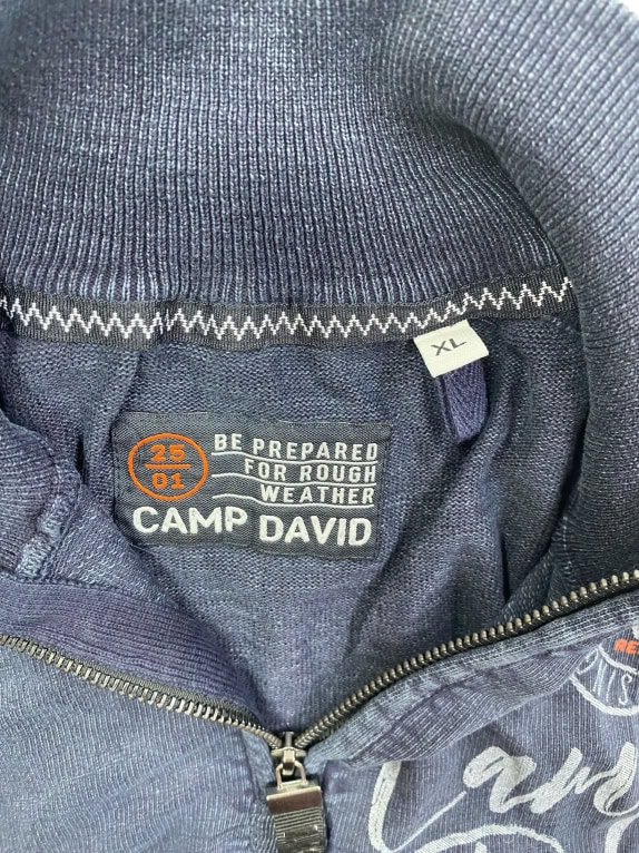 CAMP DAVID Φούτερ Half-Zip Graphic Print Μπλε Ανδρικό XL