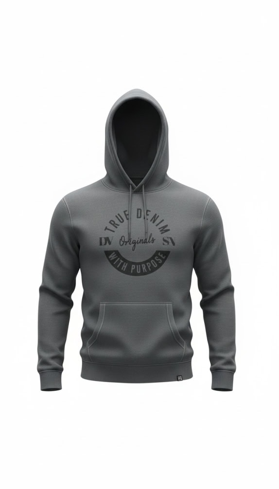 C&A HOODIE TRUE DENIM LOGO GREY MEN'S S