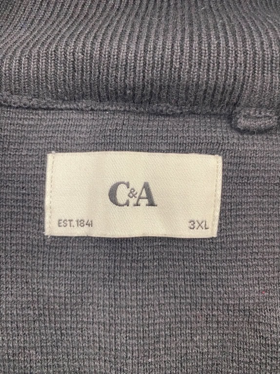 C&A Πλεκτή Ζακέτα Zip Casual Μαύρο Ανδρική 3XL