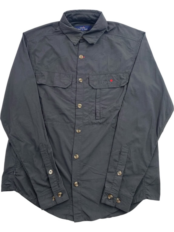 CANADIAN TRAVEL EQUIPMENT Men's Shirt with Logo Grey M