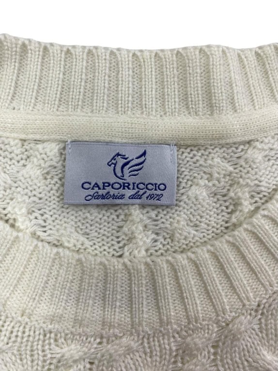 CAPORICCIO MAGLIA LAVORATA A TRECCE ECRU DA UOMO L