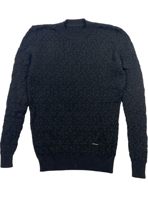 Caporiccio Πλεκτό Πουλόβερ Cable Knit Μαύρο Ανδρικό L