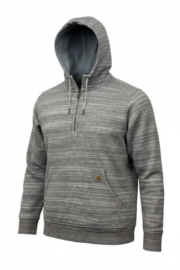 CARHARTT HALF ZIP HOODIE WORKWEAR ΓΚΡΙ ΑΝΤΡΙΚΟ PRE OWNED L