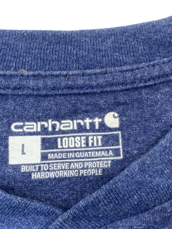 CARHARTT HENLEY T SHIRT WORKWEAR BLUE MEN PRE OWNED L
