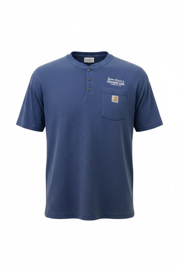 CARHARTT HENLEY T SHIRT WORKWEAR ΜΠΛΕ ΑΝΤΡΙΚΟ PRE OWNED L