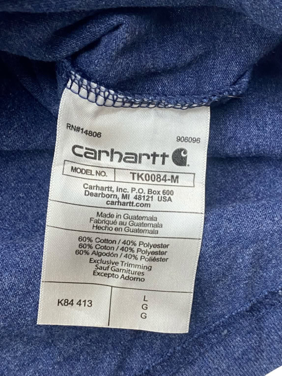 CARHARTT HENLEY T SHIRT WORKWEAR BLUE MEN PRE OWNED L