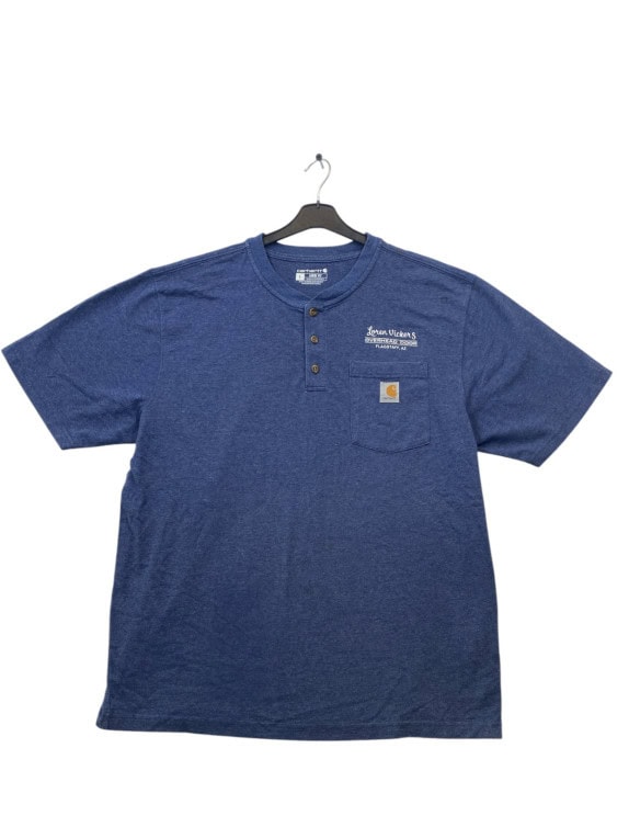 CARHARTT HENLEY T SHIRT WORKWEAR BLUE MEN PRE OWNED L