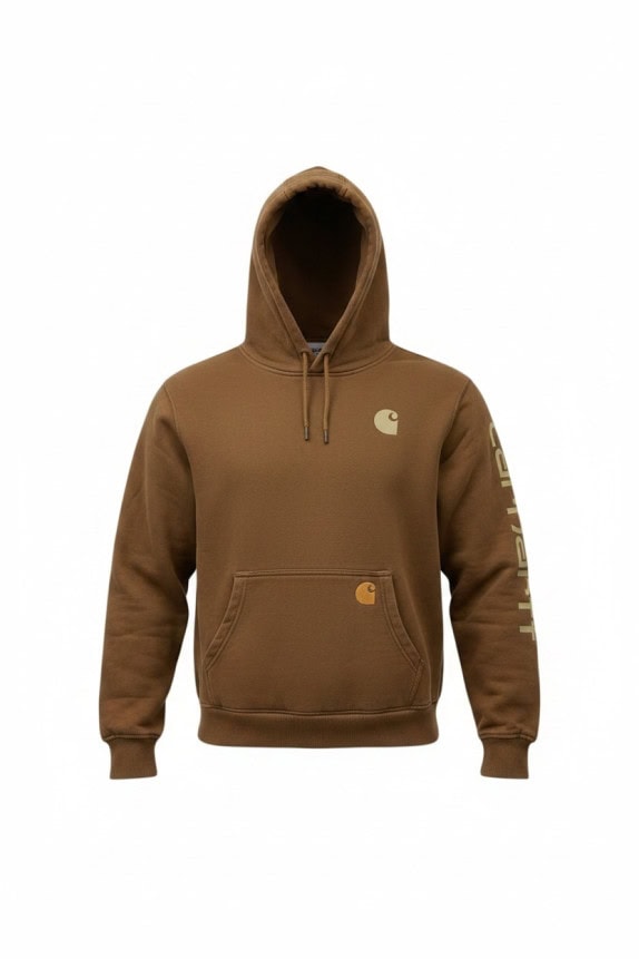 CARHARTT FELPA CON CAPPUCCIO STREETWEAR MARRONE UOMO PRE OWNED L
