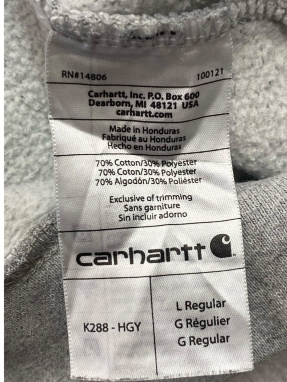 CARHARTT HOODIE STREETWEAR GREY UNISEX PRE OWNED L