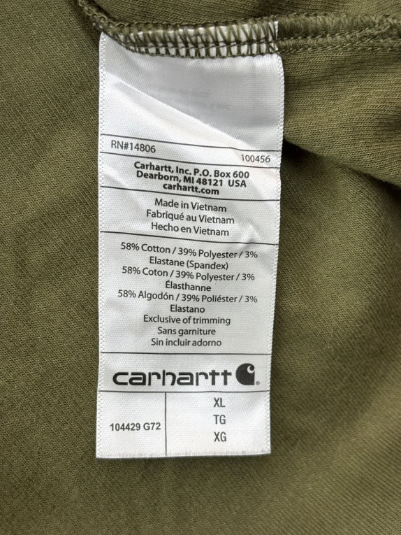 CARHARTT MAGLIA HENLEY WORKWEAR OLIVE UOMO PRE OWNED XL