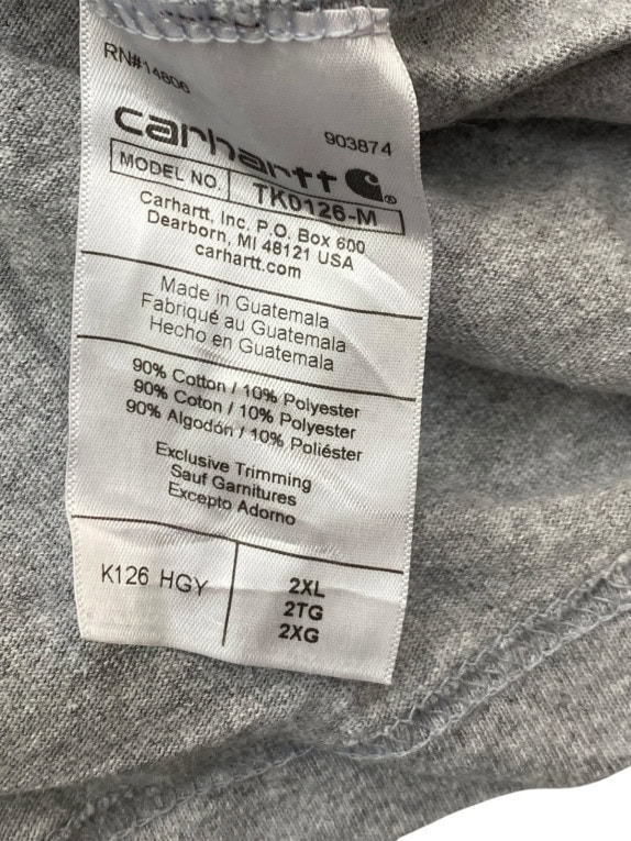 CARHARTT T SHIRT MANICA LUNGA WORKWEAR GRIGIO UOMO PRE OWNED XXL