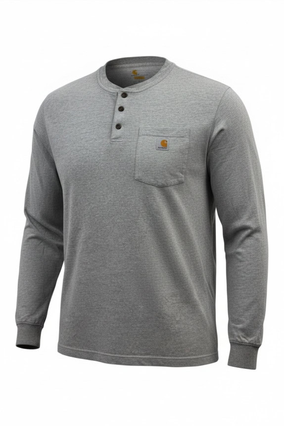 CARHARTT ΜΠΛΟΥΖΑ HENLEY WORKWEAR ΓΚΡΙ ΑΝΤΡΙΚΟ PRE OWNED L