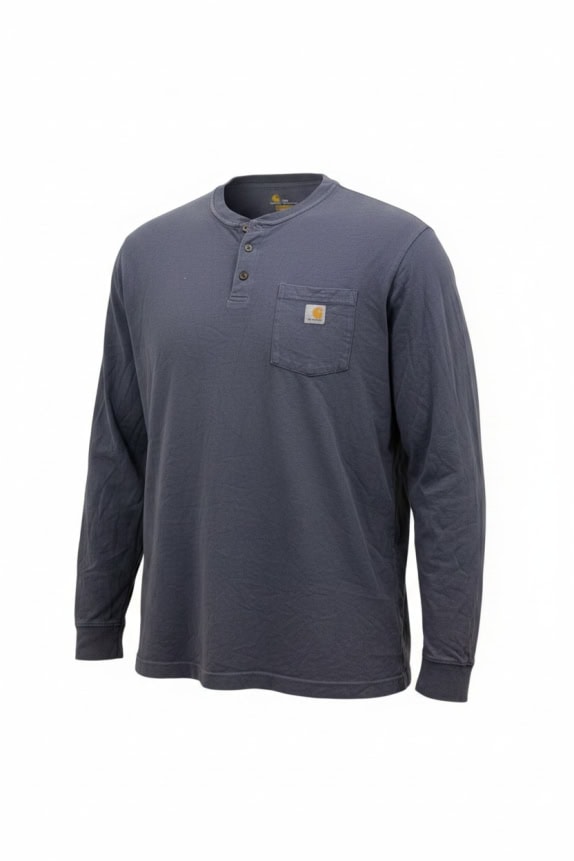 CARHARTT maglia Henley a maniche lunghe blu da uomo 2XL usata